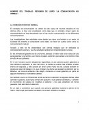 NOMBRE DEL TRABAJO: RESUMEN DE LIBRO “LA COMUNICACIÓN NO VERBAL”.