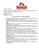 Capacidad del proceso de la empresa WONDER