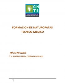 INSTRUCTORA: FORMACION DE NATUROPATAS TECNICO-MEDICO. Página 1