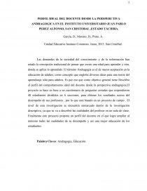 PERFIL IDEAL DEL DOCENTE DESDE LA PERSPERCTIVA ANDRAGOGICA EN EL INSTITUTO UNIVERSITARIO JUAN PABLO PEREZ ALFONSO, SAN CRISTOBAL .ESTADO TÁCHIRA.. Página 1