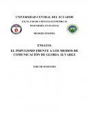 EL POPULISMO FRENTE A LOS MEDIOS DE COMUNICACIÓN DE GLORIA ÁLVAREZ