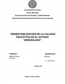 LA DESESTABILIZACIÓN DE LA CALIDAD EDUCATIVA EN EL ESTADO VENEZOLANO