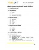 INSTRUCTIVO PARA ELABORACIÓN DE INFORME DE PRÁCTICA