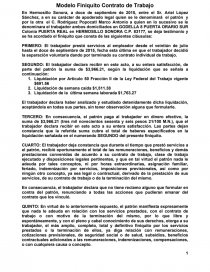 Modelo Finiquito Contrato De Trabajo Trabajos Artac