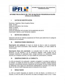 INFORME PSICOLÓGICO DEL TEST DE MATRICES PROGRESIVAS RAVEN