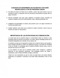 CUIDADOS DE ENFERMERIA EN PACIENTES CON DAÑO NEUROLOGICO A FIN DE PREVENIR CAIDAS.. Página 1