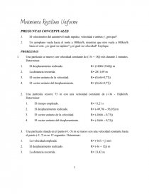 Movimiento Rectilíneo Uniforme PREGUNTAS CONCEPTUALES. Página 1