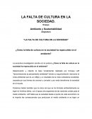 El Ensayo de AMBIENTE "FALTA DE CULTURA"