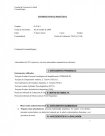 INFORME FONOAUDIOLÓGICO Evaluación Fonoaudiológica.. Página 1