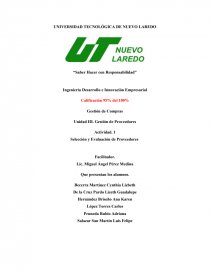Gestion de compras. Selección y Evaluación de Proveedores. Página 1