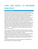 ¿Por qué existe la reforma educativa?