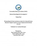 El Aprendizaje de la lecto-escritura en niños de 6 a 8 años del Centro Educativo Gregorio Luperón en el 2do. Semestre del Año Escolar 2014-2015