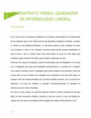 EL CONTRATO VERBAL GENERADOR DE INFORMALIDAD