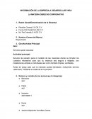 INFORMACIÓN DE LA EMPRESA A DESARROLLAR PARA . LA MATERIA DERECHO CORPORATIVO .
