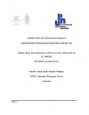 DIAGNOSTICO: PROBLEMAS DE CONDUCTA POR FALTA DE ATENCION EN EL HOGAR