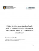 Critica al sistema patriarcal del siglo XIX, la intertextualidad con la vida de Emilia Pardo Bazán en “Memorias de un solterón”