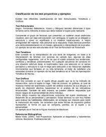 CLASIFICACION DE LOS TEST PROYECTIVOS Y UN EJEMPLO DE CADA UNO. Página 1