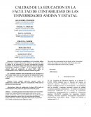 CALIDAD DE LA EDUCACION EN LA FACULTAD DE CONTABILIDAD DE LAS UNIVERSIDADES ANDINA Y ESTATAL