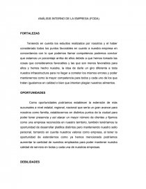 ANÁLISIS INTERNO DE LA EMPRESA (FODA). Página 1