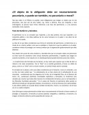 ¿El objeto de la obligación debe ser necesariamente pecuniario, o puede ser también, no pecuniario o moral?
