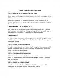 COMO CREAR EMPRESA EN COLOMBIA.. Página 1