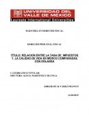 RELACION ENTRE LA TASA DE IMPUESTOS Y LA CALIDAD DE VIDA EN MÉXICO COMPARADAS CON HOLANDA