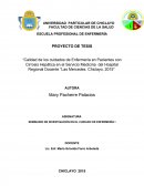 Ensayo de la Calidad de los cuidados de enfermería en pacientes con Cirrosis