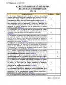CUESTIONARIO DE EVALUACION LECTURA Y COMPRENSIÓN