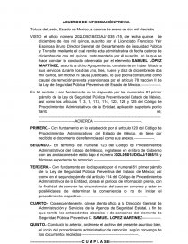 Acuerdo de información previa. Página 1