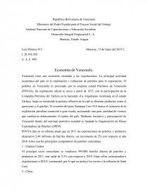 Desarrollo Integral Empresarial C. A. Economía de Venezuela.. Página 1