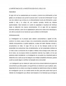 LA IMPORTANCIA DE LA INVESTIGACION EN EL SIGLO XXI