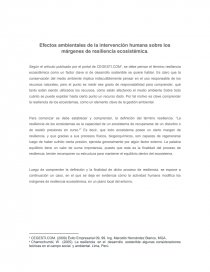 Efectos ambientales de la intervención humana sobre los márgenes de resiliencia ecosistémica.. Página 1