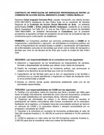 CONTRATO DE PRESTACION DE SERVICIOS PROFESIONALES ENTRE LA COMISION DE ACCION SOCIAL MENONITA. Página 1