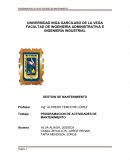 Programacion de actividades de mantenimiento