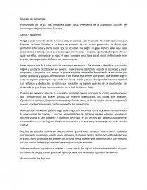 Discurso De Bienvenida A Un Evento Social Descargar PDF