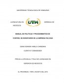 MANUAL DE POLITICAS Y PROCEDIMIENTOS DE CONTROL DE INVENTARIOS DE LA EMPRESA PALCASA