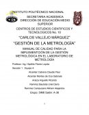 MANUAL DE CALIDAD PARA LA IMPLEMENTCIÓN DE LA GESTIÓN METROLÓGICA EN EL LABORATORIO DE METROLOGÍA