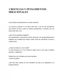 CREENCIAS Y PENSAMIENTOS IRRACIONALES. Página 1