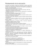 PLANTAMIENTO DE LA EDUCACION