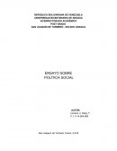 Política social REPÚBLICA BOLIVARIANA DE VENEZUELA UNIVERSIDAD BICENTENARIA DE ARAGUA VICERRECTORADO ACADÉMICO