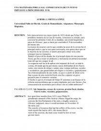 CONSECUENCIA DE UN NUEVO IMPUESTO A PRINCIPIOS DEL XVII.. Página 1