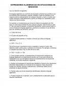EXPRESIONES ALGEBRAICAS EN SITUACIONES DE NEGOCIOS