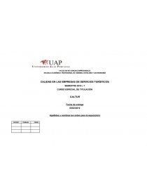 FACULTAD DE CIENCIAS EMPRESARIALES ESCUELA ACADÉMICO PROFESIONAL DE TURISMO, HOTELERÍA Y GASTRONOMÍA CALIDAD EN LAS EMPRESAS DE SERVICIOS TURÍSTICOS. Página 1