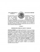 Acta constitutiva y estatutos sociales de una compañia S.A de C.V
