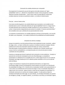 Generación de variables aleatorias por computador. Página 1