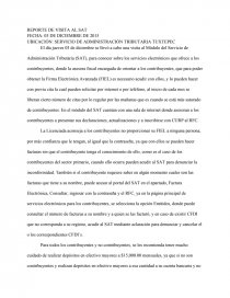 REPORTE DE VISITA AL SAT. Página 1