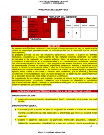 Programa de Fisiología del ejercicio. Página 1