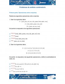 Problemas de análisis combinatorio Primera parte. Operaciones entre conjuntos. Página 1