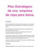 Plan Estratégico de una empresa de ropa para dama