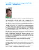 Formalidades para la compra y/o alquiler de vehículos y otros activos